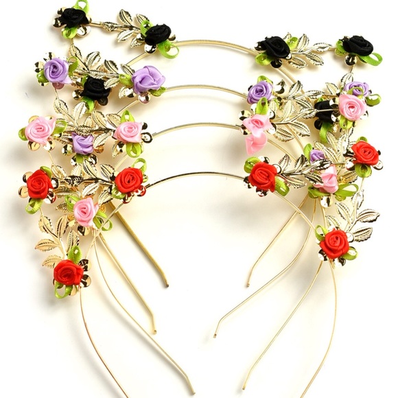 Multicolor Cat Ears Headband Festival Gold Rose - Picture 2 of 2